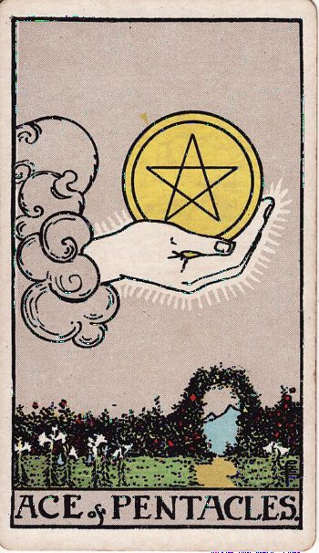 Κάρτα ταρώ Άσσος Πεντακλών (Ace of Pentacles) - Rider-Waite