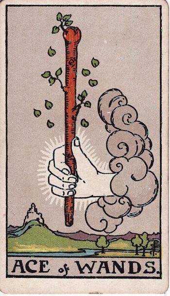Κάρτα ταρώ Άσσος Ράβδων (Ace of Wands) - Rider-Waite