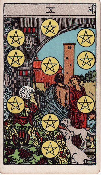 Κάρτα ταρώ Δέκα Πεντακλών (Ten of Pentacles) - Rider-Waite