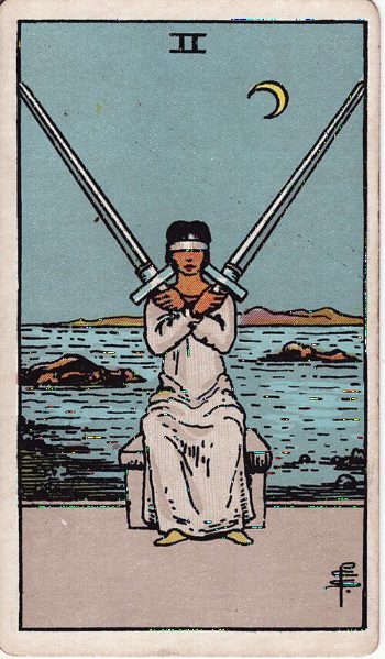 Κάρτα ταρώ Δύο Σπαθιών (Two of Swords) - Rider-Waite