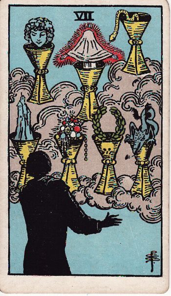 Κάρτα ταρώ Επτά Κυπέλλων (Seven of Cups) - Rider-Waite