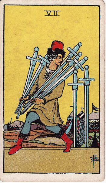 Κάρτα ταρώ Επτά Σπαθιών (Seven of Swords) - Rider-Waite