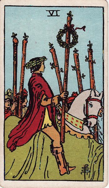 Κάρτα ταρώ Έξι Ράβδων (Six of Wands) - Rider-Waite