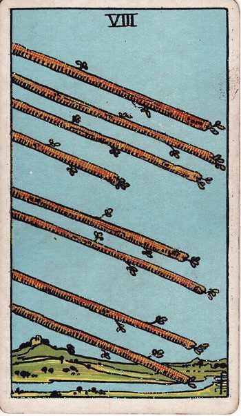 Κάρτα ταρώ Οκτώ Ράβδων (Eight of Wands) - Rider-Waite