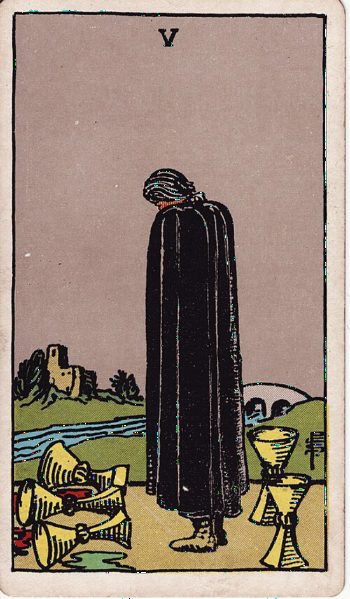 Κάρτα ταρώ Πέντε Κυπέλλων (Five of Cups) - Rider-Waite