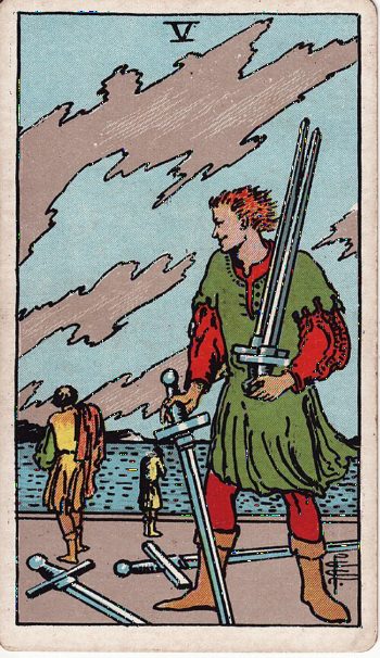 Κάρτα ταρώ Πέντε Σπαθιών (Five of Swords) - Rider-Waite