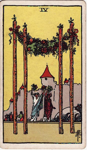 Κάρτα ταρώ Τέσσερα Ράβδων (Four of Wands) - Rider-Waite