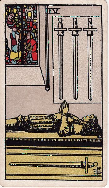 Κάρτα ταρώ Τέσσερα Σπαθιών (Four of Swords) - Rider-Waite