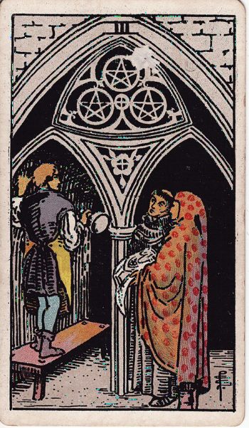 Κάρτα ταρώ Τρία Πεντακλών (Three of Pentacles) - Rider-Waite