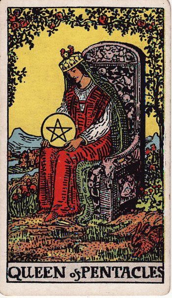 Κάρτα ταρώ Βασίλισσα Πεντακλών (Queen of Pentacles) - Rider-Waite